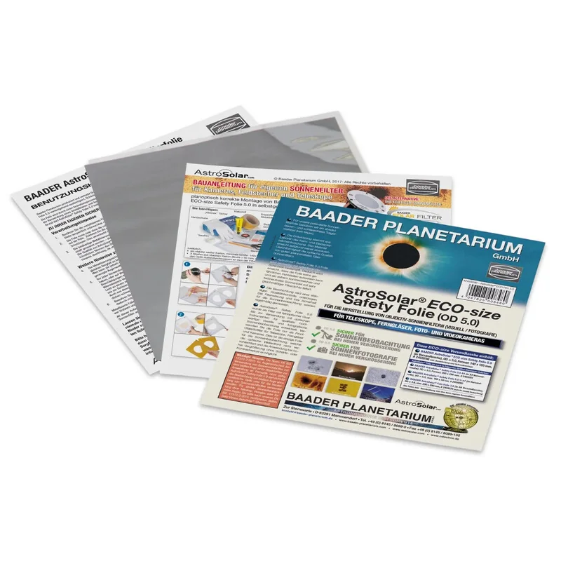 Baader — Lámina de filtro solar AstroSolar ECO OD 5.0 (140×155 mm)