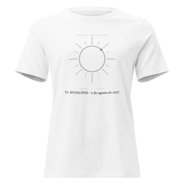 Samarreta de l’eclipsi · tall de dona, disseny «Corona», en color blanc