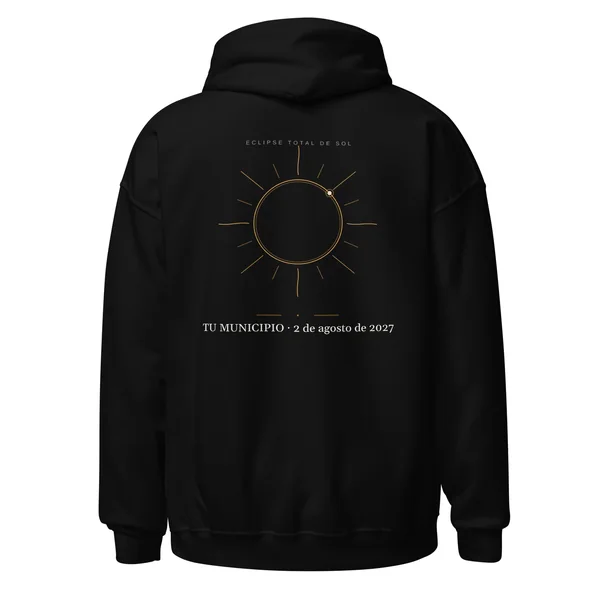 Hoodie del eclipse · por delante y por detrás, diseño «Corona», en color negro