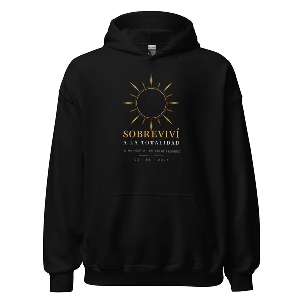 Hoodie del eclipse, diseño «Sobreviví a la totalidad», en color negro