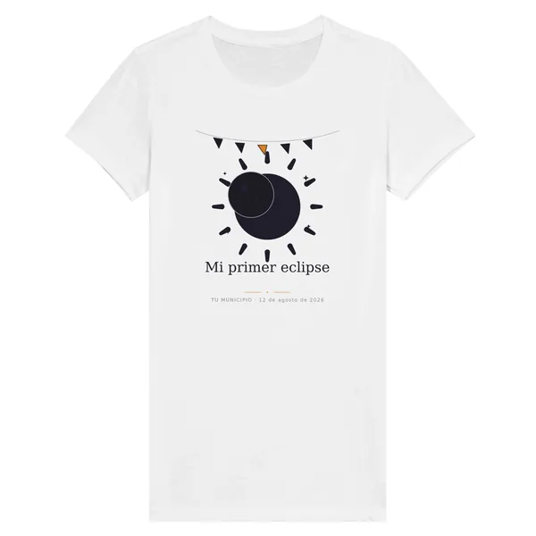 Samarreta de l’eclipsi · tall de dona, disseny «El meu primer eclipsi», en color blanc