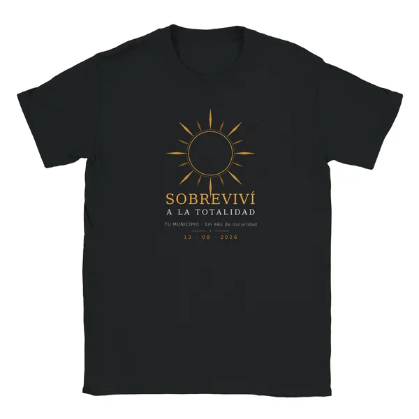Camiseta del eclipse · niño, diseño «Sobreviví a la totalidad», en color negro