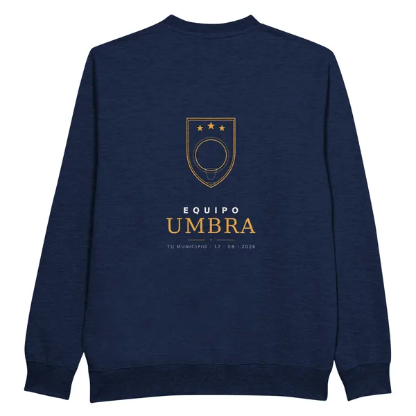 Sudadera del eclipse · por delante y por detrás, diseño «Equipo Umbra», en color azul marino