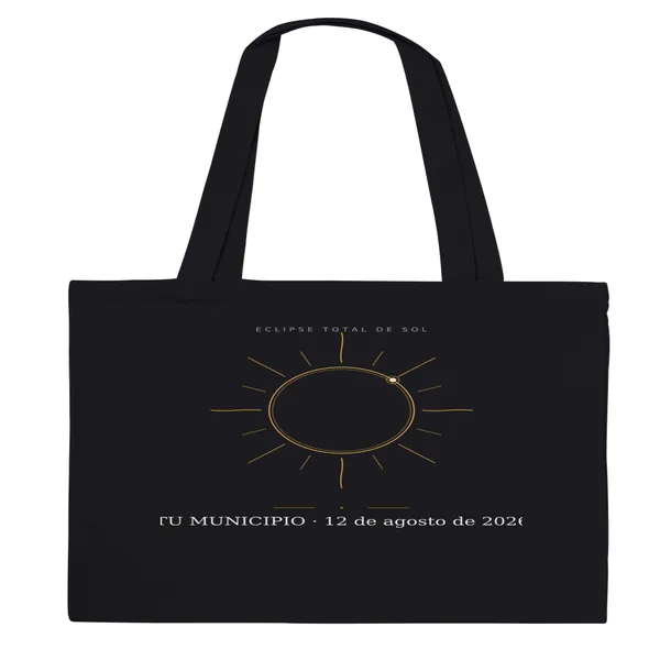 Bolsa de tela del eclipse, diseño «Corona», en color negro